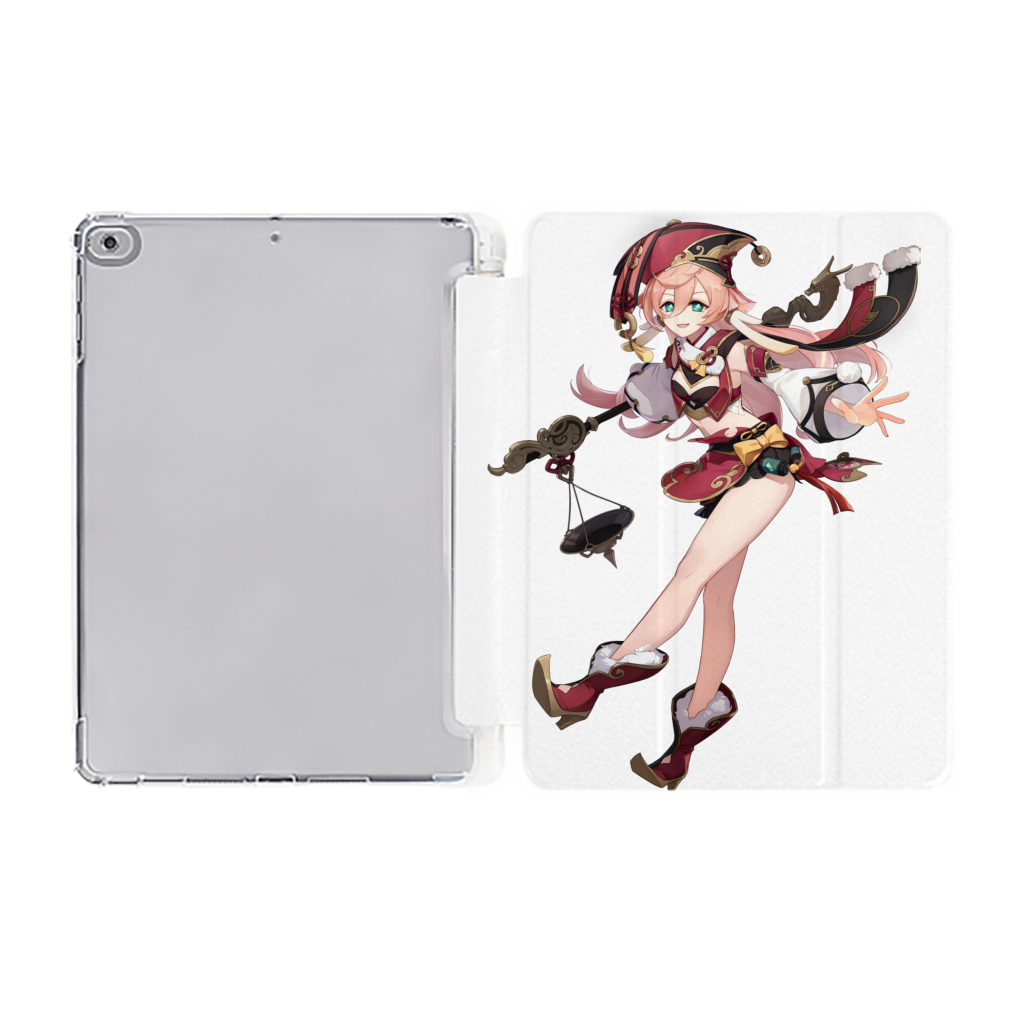 げんし神 ヤンフェイ genshin Yanfei IPad ケース ペン収納付き 三つ折りスタンド PUレザー×シリコン 対応機種9.5/10.5/10.9インチ